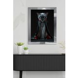 Vampir Kedi Gümüş Tek Parça Pleksi Tablo