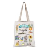 VAMSII Florida Tote Çanta Kadınlar için Florida Eyalet Hediye Retro Florida Alışveriş Çantası Florida Tatil Hatıra Gif Eko Arkadaş Çantası, Bej, Large