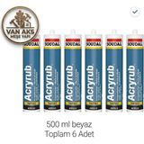 Van Aks Meşe Yapı Akrilik Mastik Beyaz Renk 500 ml x 6 Adet ( Boyanabilir Silikon )