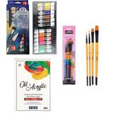 Van Dyck Atelier Akrilik Boya Seti 12ML 12LI + Vox 300GR A5 Defter + Pebeo 4'lü Fırça Seti