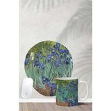 Van Gogh Irises Desenli Bilek Destekli Mouse Pad Kupa Seti - Renkli