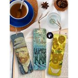 Van Gogh Metal Kitap Ayracı Seti - Üçlü Sanatsal Tasarım - Otoportre, Tutuklular Çemberi, Ayçiçekleri - Kitap Severler ve Sanatseverler İçin Hediye