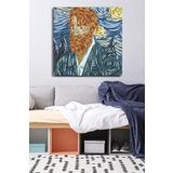 Van Gogh Yıldızlı Gece Tek Parça Kare 65x65 Cm Kanvas - Canvas Tablo