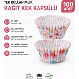 VAN VLECK 100 Adet Kağıt Kek Kapsülü – Muffin, Cupcake ve Mini Kek İçin Yağlı Pişirme Kapsülü