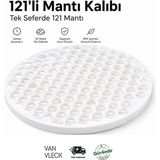 Van Vleck 121 Bölmeli Mantı Kalıbı – Pratik Mantı Yapma Aparatı, Çoklu Hamur Kesme ve Şekillendirme - Beyaz