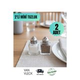 VAN VLECK 2’li Mini Cam Tuzluk & Karabiberlik – Şık Baharatlık Seti, Sofra, Piknik ve Mutfak Kullanımı İçin