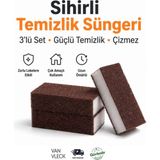 Van Vleck 3’lü Sihirli Bulaşık Süngeri – Çizmez Güçlü Temizlik Süngeri, Mutfak ve Banyo Temizlik Seti - 3 Adet