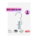 VAN VLECK 5’li Metal Tek Mandallı Askı – Eşarp, Şal, Kravat ve Havlu Askısı, Pratik Dolap Düzenleyici