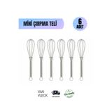 VAN VLECK 6 Adet Metal Mini Çırpıcı 13 cm – Paslanmaz Çelik Küçük Boy Çırpma Teli Seti