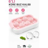 Van Vleck 6'lı Küre Buz Kalıbı – Silikon Yuvarlak Buz Topu Yapma Kalıbı, Büyük Buz Küresi Aparatı - Pembe - Beyaz