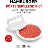 Van Vleck Hamburger Köfte Şekillendirici – Ev Tipi Burger Köftesi Yapma ve Basma Aparatı - Beyaz