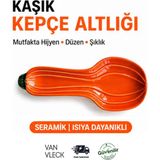 Van Vleck Kabak Şeklinde Seramik Kaşık Altlığı – Dekoratif Kaşık Tutucu, Tezgah Koruyucu Mutfak Aksesuarı - Turuncu