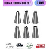 Van Vleck Krema Torbası Duy Seti 8 Parça Metalik 6 Farklı Şekilli Duy ve 2 Bağlantı Başlığı ile Pasta Süsleme