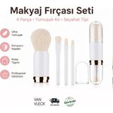 Van Vleck Makyaj Fırça Seti – Fondöten, Pudra, Allık, Far ve Kontür Uygulama Fırçaları Seti - Krem