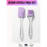Van Vleck Plastik Saplı Silikon Fırça Spatula Seti – Isıya Dayanıklı Yapışmaz Mutfak Fırça ve Spatula Takımı - Çok Renkli