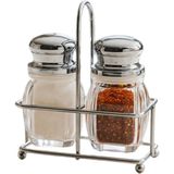 Vanch 2 Pcs Şeffaf Kapak Akrilik Tuzluk - Biberlik - Baharatlık Metal Standlı Kare - Bombeli (5264) - Gri - 20 ml