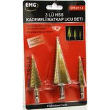 Vanch 3 PARÇA HSS KADEMELİ MATKAP UCU SET (5264) - Gri