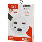 Vanch Hıgh Power 3.0 Vfast KY-100 Çoklu= 4 Lü Hızlı Şarj Seti 2AD -PD20W=TYPE-C - 2.1A + Qc3.0= USB 2.4W (5264) - Gri