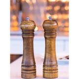 VANCKEY 2'li Set Masterchef Tuz Karabiber Değirmeni Baharat Öğütücü Ceviz Ahşapı 21 Cm