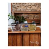 VANCKEY 3 lü Set 1400 ml Vakumlu Kap Kuru Gıda Baklagil Saklama Hava Almayan Un Tahıl Erzak Koyma Kutu