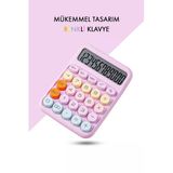 VANCKEY Renkli Hesap Makinesi - 12 Haneli Yuvarlak Tuşlu Pembe Renk Hesap Makinesi - 4 Fonksiyonlu