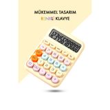 VANCKEY Renkli Hesap Makinesi - 12 Haneli Yuvarlak Tuşlu Sarı Renk Hesap Makinesi - 4 Fonksiyonlu