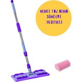 Vancl Teleskopik Saplı Mandallı Sihirli Mop + 1 Yedek Bez + Toz Alma Sünger Hediyeli - Cam, Fayans, Duvar, Yer Temizliği