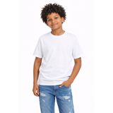 VANDELO Erkek Çocuk Beyaz Basic Tişört Bisiklet Yaka Pamuklu Penye Düz Kısa Kollu Rahat Günlük T-Shirt