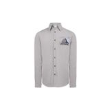 VANEDA RELAXED FIT SIRT DESEN BASKILI COTON ERKEK GOMLEK GRİ, M