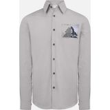 Vaneda RELAXED FIT SIRT DESEN BASKILI COTON ERKEK GOMLEK GRİ