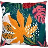 Vanelli Home Multi Flower Tropikal Temalı Yaprak Desenli Çok Renkli 50x50 Kare Kırlent Kılıfı - 50 x 50 cm