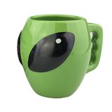 VanEnjoy Parlak Yeşil Sırlı Seramik Şekilli Seramik Yabancı Kupa Çay Kahve Fincanı, 3D Uzay Evreni UFO Göze Çarpan Yabancı Kupası, Erkek çocuk için hediye, 12oz (400 ml)