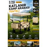 VANER Katlanır Kamp Arabası Tenteli 120 KG Taşıma Kapasiteli Geniş Tekerlekli Plaj Piknik Vagonu