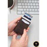 Vanilla Collection Alcantara Deri Erkek Otomatik Mekanizmalı Geniş Para Bölmeli Cüzdan Kartlık Rfıd Hırsızlık Korumalı Kahverengi