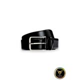 Vanilla Collection Erkek Takım Elbise Deri İnce Kemer Gümüş Tokalı Siyah Renk
