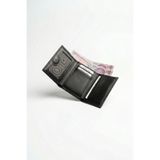 VANİLLA COLLECTİON İsim Baskılı Hakiki Deri Erkek Cüzdan Mıknatıslı Kompakt Kartlık Portföy Siyah Dik Model