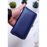Vanilla Collection Xclub Model Unisex Telefon Bölmeli El Geçmeli Kordonlu Deri Portföy Kartlık Uzun Cüzdan Lacivert Siyah