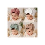 VANİLLİA Baby 4'lü Fiyonklu Bebek Bone Seti %100 Pamuk Esnek Yenidoğan Kız Bebek Şapka 0-3 Ay / 3-6 Ay Hastane Çıkışı