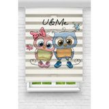Vanilya Çocuk Odası - Sevimli Baykuşlar ve Kelebekler Baskılı Zebra Perde - 240 x 260 cm - Standart
