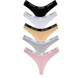 vanilya secret lingerie Kadın Beli Bant Lastikli Pamuklu Tanga 5'Lİ Paket (ASORTİ, L/XL)