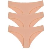 vanilya secret lingerie Kadın Renkli Düşük Bel Dikişsiz Lazer Kesim Külot 3'lü Paket (TEN, S/M)