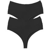 vanilya secret lingerie Tanga Yüksek Bel Toparlayıcı Pamuk 2'Li Paket (SİYAH, M)