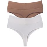 vanilya secret lingerie Tanga Yüksek Bel Toparlayıcı Pamuk 2'Li Paket (TAŞBEYAZ, M)