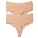 vanilya secret lingerie Tanga Yüksek Bel Toparlayıcı Pamuk 2'Li Paket (TEN, L)