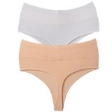 vanilya secret lingerie Tanga Yüksek Bel Toparlayıcı Pamuk 2'Li Paket (TENBEYAZ, XL)