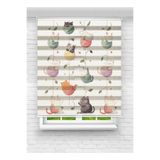 vanilyahome Çocuk Odası Kedi Desenli Dijital Baskılı Zebra Stor Perde