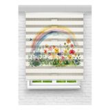 vanilyahome Kız Çocuk Odası İçin Desenli Baskılı Çiçek Bahçesi ve Gökkuşağı Zebra Stor Perde