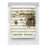 vanilyahome Sevimli Kuş Yuvası ve Yeşil Yaprak Temalı Dijital Baskılı Zebra Stor Perde