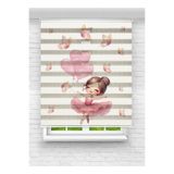 vanilyahome Sevimli Pembe Balerin Kalp Balonlu Çocuk Odası Dijital Baskılı Zebra Stor Perde
