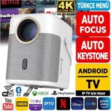 Vankyo Auto Focus+Auto Keystone, Wi-Fi+Bluetooth 240 Inç Yansıtma+Hifi Dolby Ses Sistemi H300A Android Tv 4K Destekli Projeksiyon Cihazı Beyaz